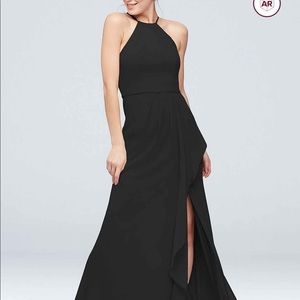 High-Neck Chiffon Bridesmaid Dress with Cascade